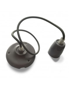 3808-Portalampada in Porcellana E Max  Colore Grigio e Cavo in Corda-1