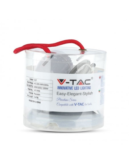 3808-Portalampada in Porcellana E Max  Colore Grigio e Cavo in Corda-2