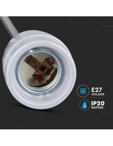 3808-Portalampada in Porcellana E Max  Colore Grigio e Cavo in Corda-7