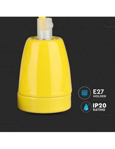 3809-Portalampada in Porcellana E Max  Colore Giallo e Cavo in Corda-7