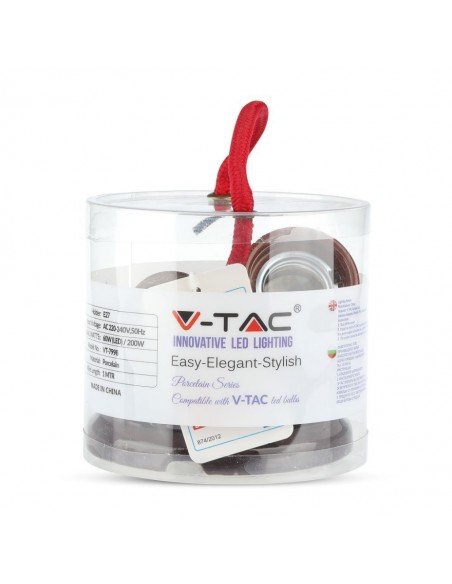 3810-Portalampada in Porcellana E Max  Colore Marrone e Cavo in Corda-2