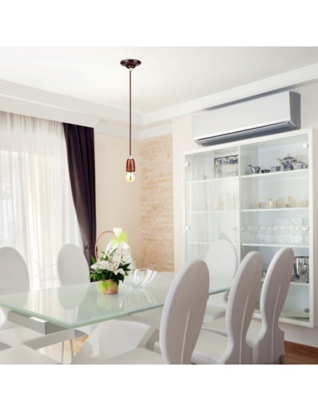 3810-Portalampada in Porcellana E Max  Colore Marrone e Cavo in Corda-4