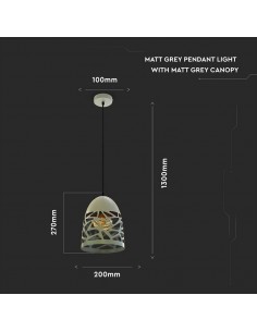 3822-Lampadario LED a Campana in Metallo Satinato con Portalampada E Max  Colore Grigio Opaco-1 2