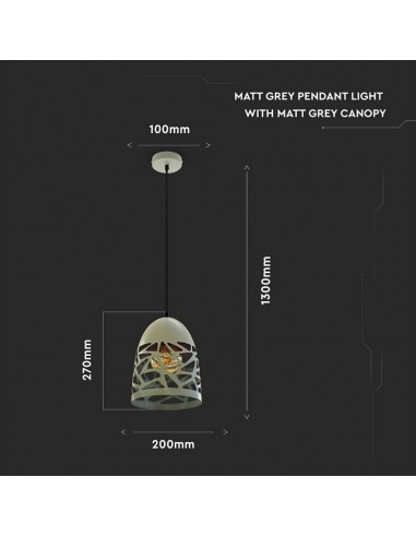 3822-Lampadario LED a Campana in Metallo Satinato con Portalampada E Max  Colore Grigio Opaco-2