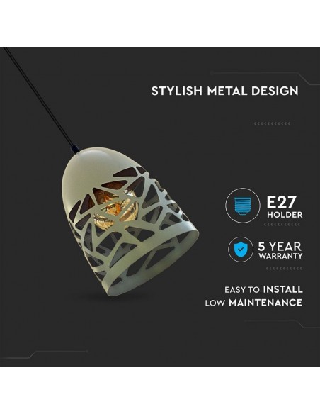 3822-Lampadario LED a Campana in Metallo Satinato con Portalampada E Max  Colore Grigio Opaco-5