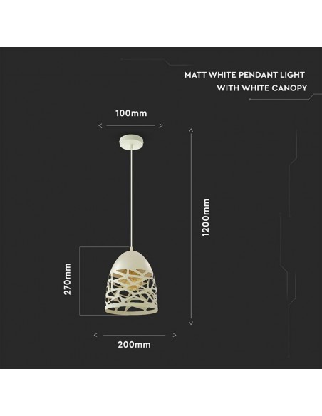 3823-Lampadario LED a Campana in Metallo Satinato con Portalampada E Max  Colore Bianco Opaco-2