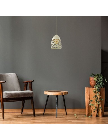 3823-Lampadario LED a Campana in Metallo Satinato con Portalampada E Max  Colore Bianco Opaco-3