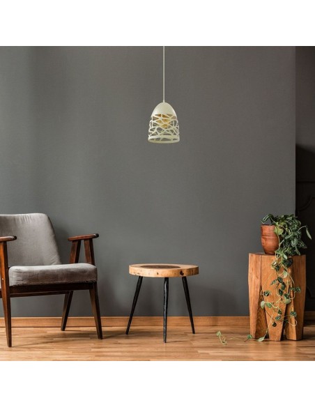 3823-Lampadario LED a Campana in Metallo Satinato con Portalampada E Max  Colore Bianco Opaco-3