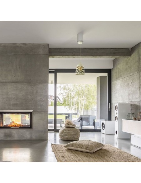 3823-Lampadario LED a Campana in Metallo Satinato con Portalampada E Max  Colore Bianco Opaco-4