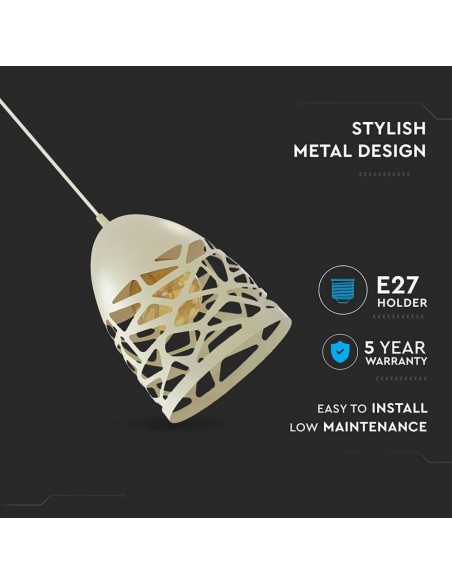 3823-Lampadario LED a Campana in Metallo Satinato con Portalampada E Max  Colore Bianco Opaco-5