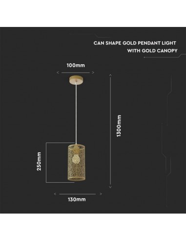 3824-Lampadario LED a Cilindro Alveolare in Metallo Satinato con Portalampada E Øxcm Max  Colore Oro Champagne-2