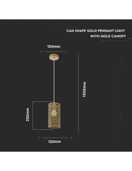 3824-Lampadario LED a Cilindro Alveolare in Metallo Satinato con Portalampada E Øxcm Max  Colore Oro Champagne-2