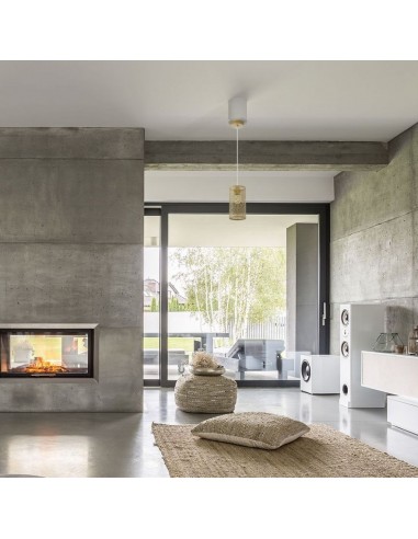 3824-Lampadario LED a Cilindro Alveolare in Metallo Satinato con Portalampada E Øxcm Max  Colore Oro Champagne-4