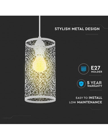 3826-Lampadario LED a Cilindro Alveolare in Metallo Satinato con Portalampada E Øxcm Max  Colore Bianco Opaco-5