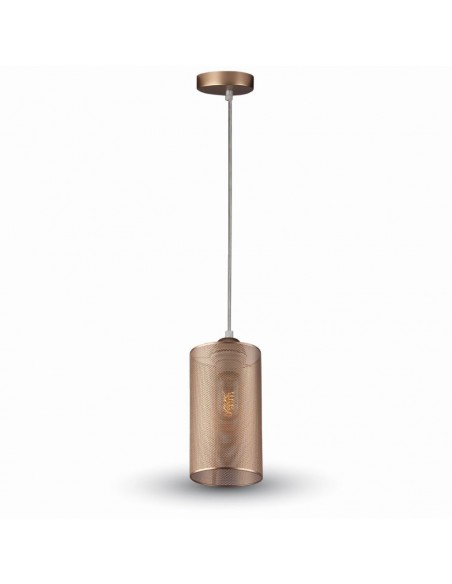 3827-Lampadario LED a Cilindro in Metallo con Portalampada E Max  Colore Oro Champagne-1