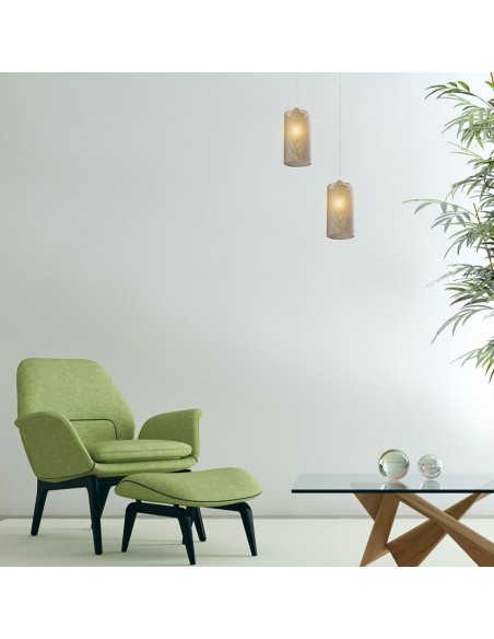 3827-Lampadario LED a Cilindro in Metallo con Portalampada E Max  Colore Oro Champagne-3