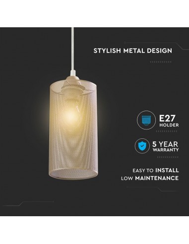 3827-Lampadario LED a Cilindro in Metallo con Portalampada E Max  Colore Oro Champagne-5