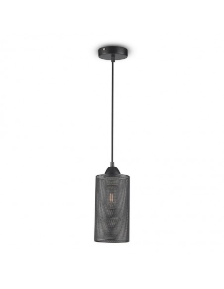 3828-Lampadario LED a Cilindro in Metallo con Portalampada E Max  Colore Nero Opaco-1