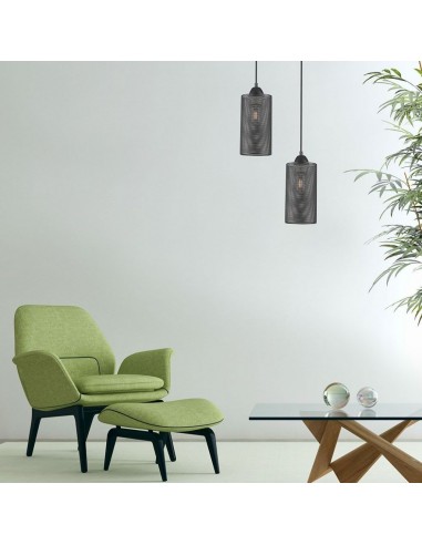 3828-Lampadario LED a Cilindro in Metallo con Portalampada E Max  Colore Nero Opaco-3