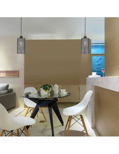 3828-Lampadario LED a Cilindro in Metallo con Portalampada E Max  Colore Nero Opaco-4