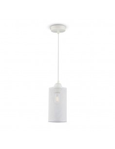 3829-Lampadario LED a Cilindro in Metallo con Portalampada E Max  Colore Bianco Opaco-1