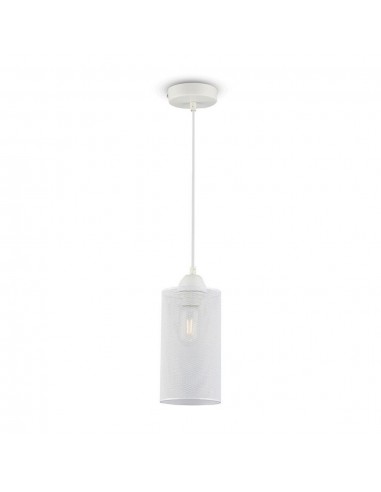 3829-Lampadario LED a Cilindro in Metallo con Portalampada E Max  Colore Bianco Opaco-1