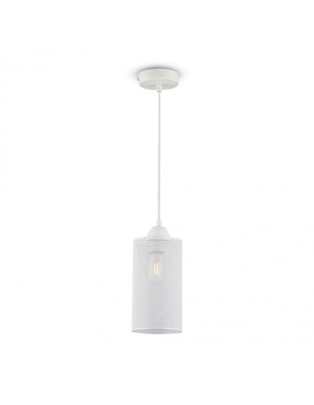 3829-Lampadario LED a Cilindro in Metallo con Portalampada E Max  Colore Bianco Opaco-1