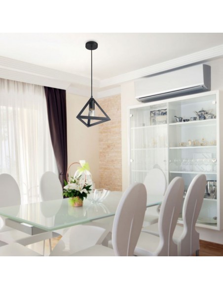 3832-Lampadario LED a Piramide in Metallo con Portalampada E Max  Colore Nero Opaco-4