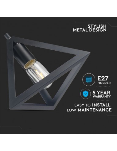 3832-Lampadario LED a Piramide in Metallo con Portalampada E Max  Colore Nero Opaco-5