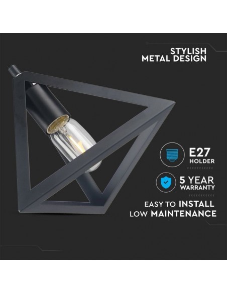 3832-Lampadario LED a Piramide in Metallo con Portalampada E Max  Colore Nero Opaco-5