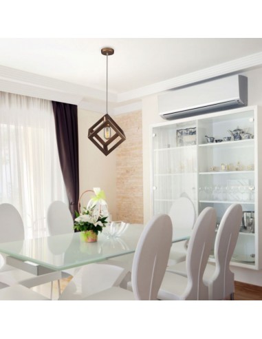 3833-Lampadario LED a Cubo in Metallo con Portalampada E Max  Colore Oro Champagne-4