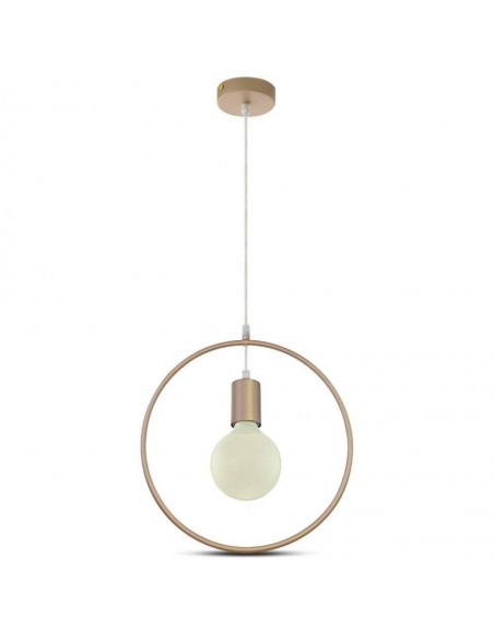 3835-Lampadario LED a Cerchio in Metallo con Portalampada E Max  Colore Oro Champagne-1