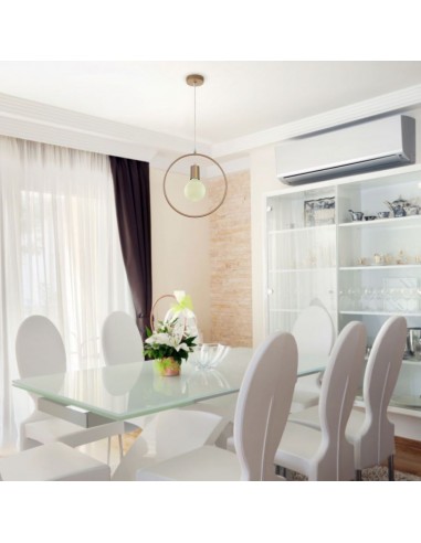 3835-Lampadario LED a Cerchio in Metallo con Portalampada E Max  Colore Oro Champagne-3