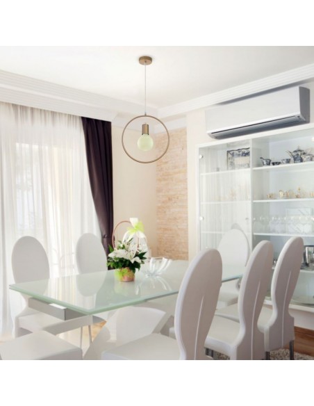 3835-Lampadario LED a Cerchio in Metallo con Portalampada E Max  Colore Oro Champagne-3