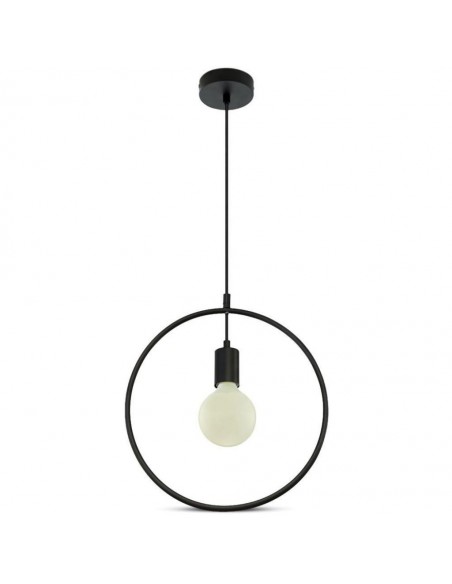 3836-Lampadario LED a Cerchio in Metallo con Portalampada E Max  Colore Nero Opaco-1