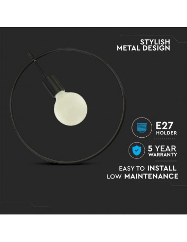 3836-Lampadario LED a Cerchio in Metallo con Portalampada E Max  Colore Nero Opaco-5