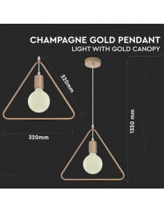 3837-Lampadario LED Triangolare in Metallo con Portalampada E Max  Colore Oro Champagne-1 2