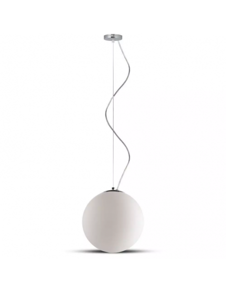 3839-Lampadario LED a Sfera in Metallo e Vetro con Portalampada E Max  Øxcm Colore Bianco e Attacco Cromato-1