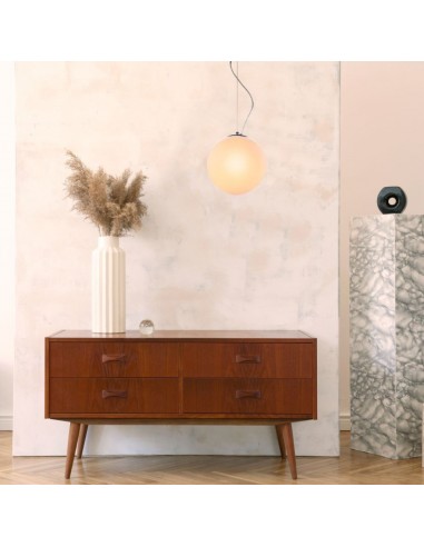 3839-Lampadario LED a Sfera in Metallo e Vetro con Portalampada E Max  Øxcm Colore Bianco e Attacco Cromato-3