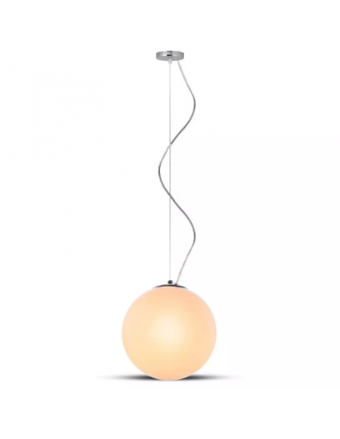 3839-Lampadario LED a Sfera in Metallo e Vetro con Portalampada E Max  Øxcm Colore Bianco e Attacco Cromato-5