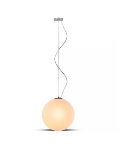 3839-Lampadario LED a Sfera in Metallo e Vetro con Portalampada E Max  Øxcm Colore Bianco e Attacco Cromato-5