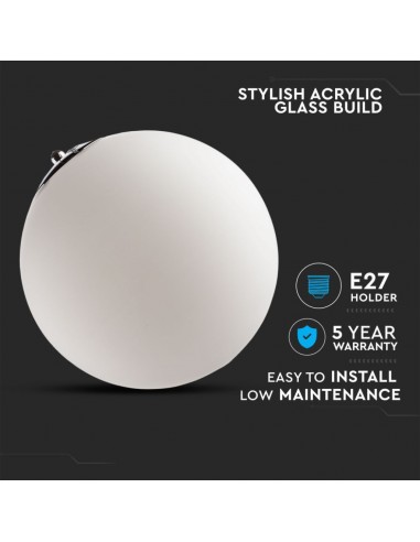 3839-Lampadario LED a Sfera in Metallo e Vetro con Portalampada E Max  Øxcm Colore Bianco e Attacco Cromato-6