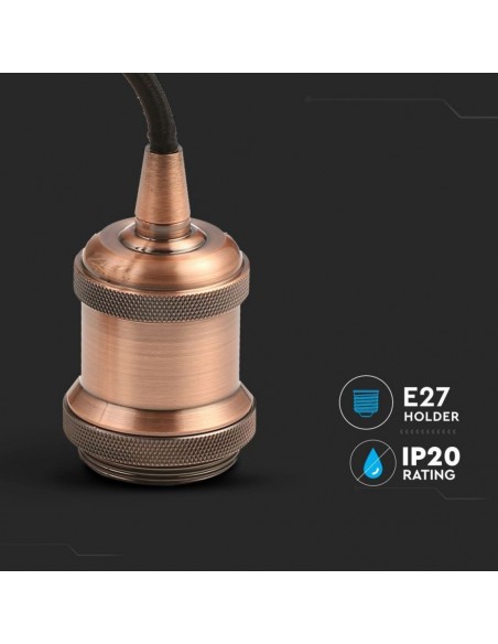 3840-Portalampada a Sospensione E Max  Colore in Metallo Colore Bronzo Rosso-6