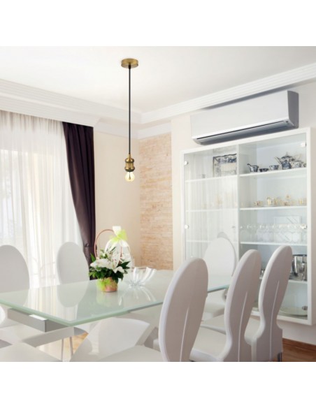 3841-Portalampada a Sospensione E Max  Colore in Metallo Colore Bronzo Marrone-3