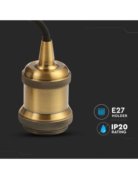 3841-Portalampada a Sospensione E Max  Colore in Metallo Colore Bronzo Marrone-7