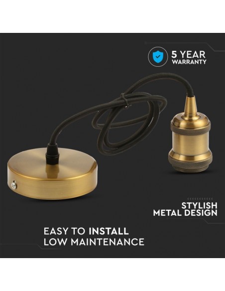 Portalampada a Sospensione E27 (Max 60W) in Metallo Bronzo Marrone