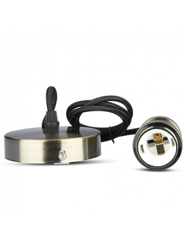 3842-Portalampada a Sospensione E Max  Colore in Metallo Colore Bronzo Ottone-7