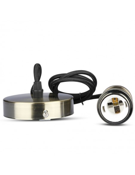 3842-Portalampada a Sospensione E Max  Colore in Metallo Colore Bronzo Ottone-7