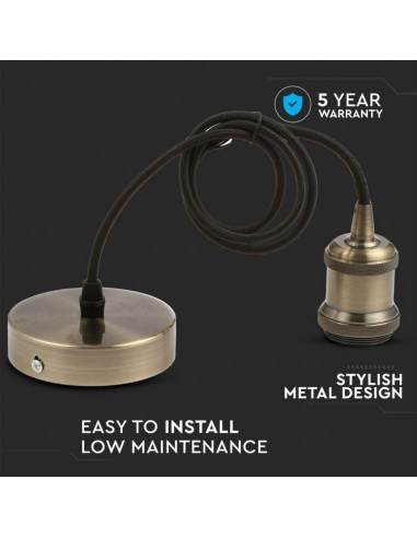 3843-Portalampada a Sospensione E Max  Colore in Metallo Colore Bronzo-5