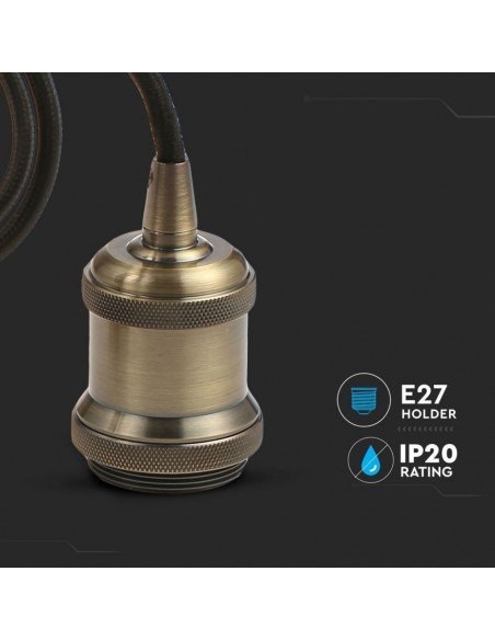 3843-Portalampada a Sospensione E Max  Colore in Metallo Colore Bronzo-6